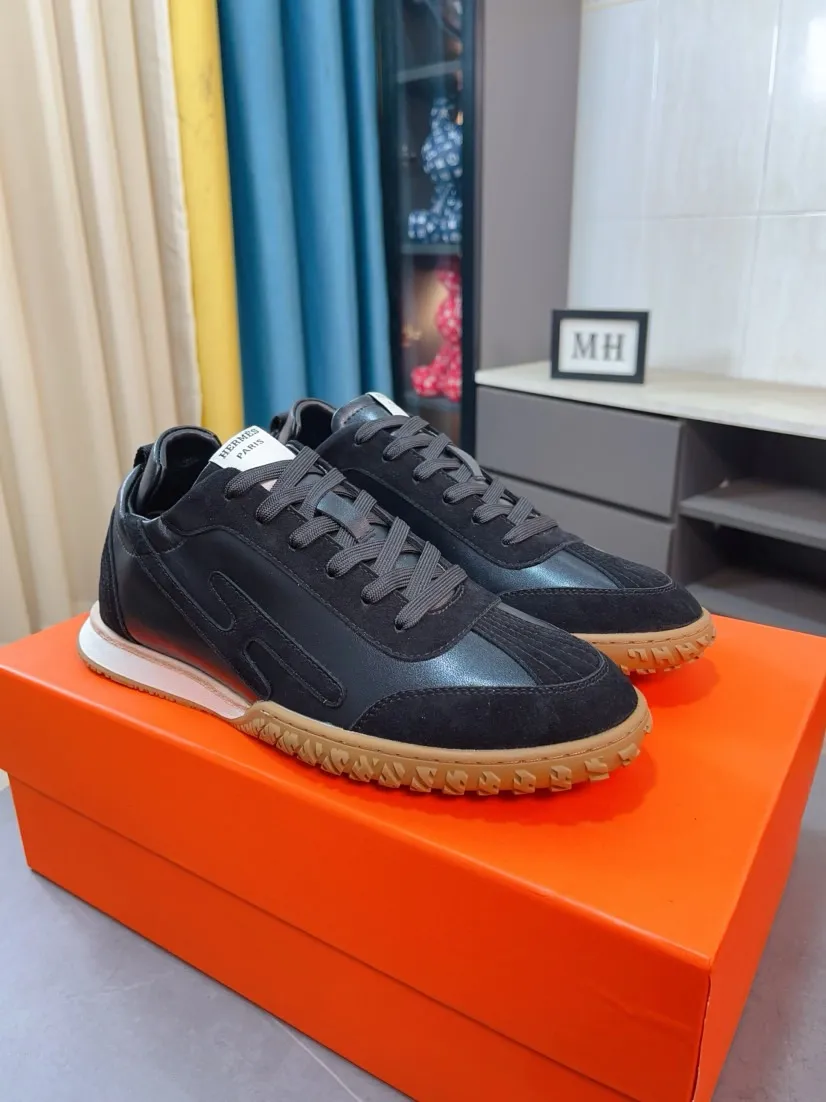 Men's shoes 💰480🌸🌸[HERMES] Hermès sneakers, the upper is made of calfskin and suede, imported materials, full of texture, the lightweight sole is decorated with contrasting patterns, creating a versatile fashion style. Size: 38-44, 45 customized